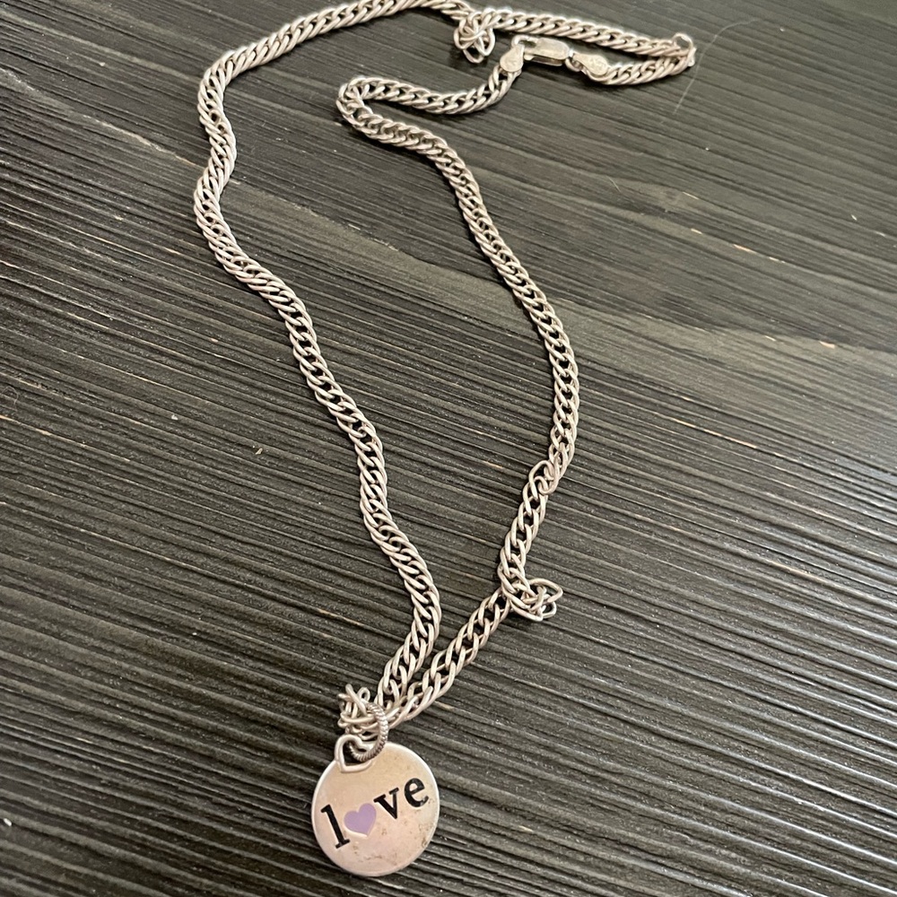 Silver 925 Love /Mom Pendant Necklace.